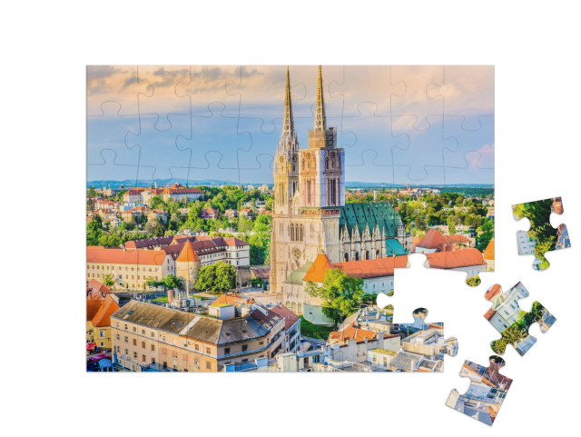 Puzzle de 48 pièces « Cathédrale de Zagreb : Vue aérienne de la Croatie »