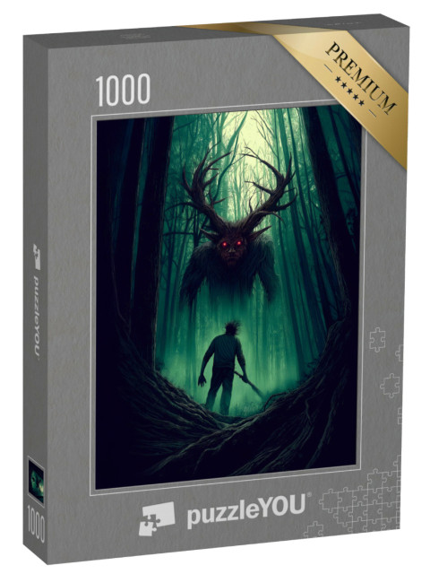 Puzzle de 1000 pièces « Wendigo dans la forêt hantée »