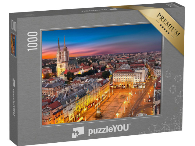 Puzzle de 1000 pièces « Nuit sur la place Ban Jelacic, Zagreb, Croatie »