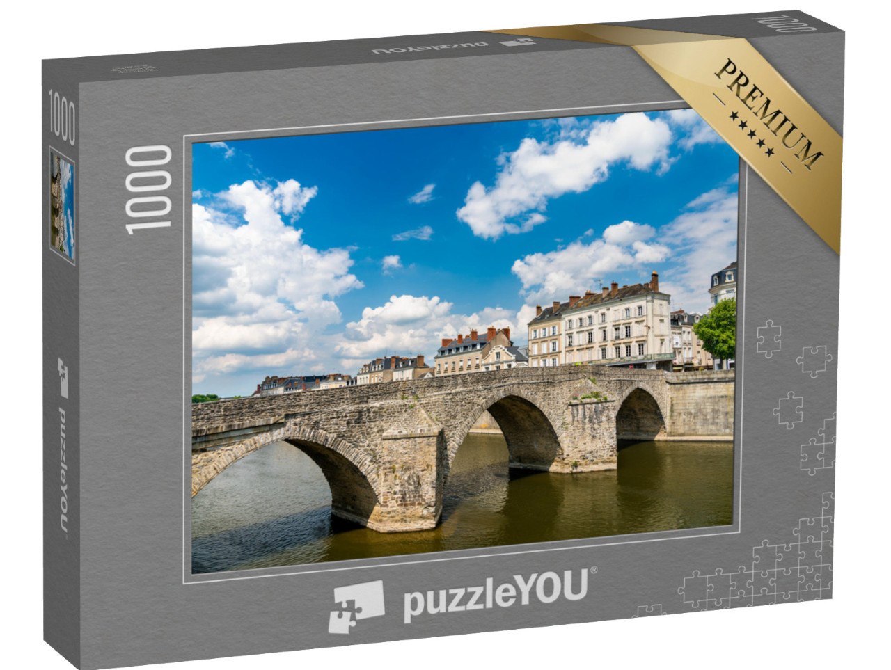 Puzzle de 1000 pièces « Ancien pont de pierre sur la rivière Mayenne à Laval - Pays de la Loire, France »