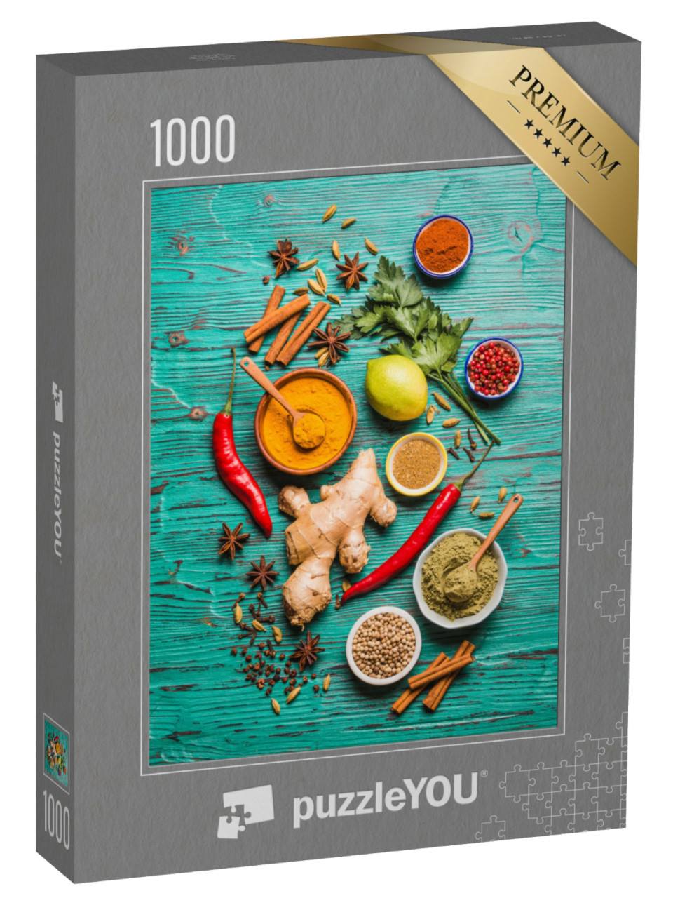 Puzzle de 1000 pièces « Sélection de différentes épices »