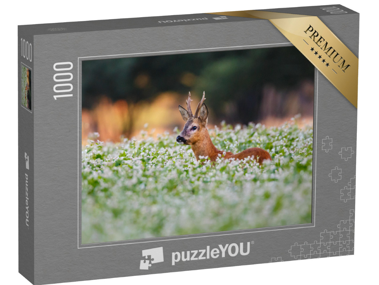 Puzzle de 1000 pièces « Chevreuils dans un champ de fleurs »