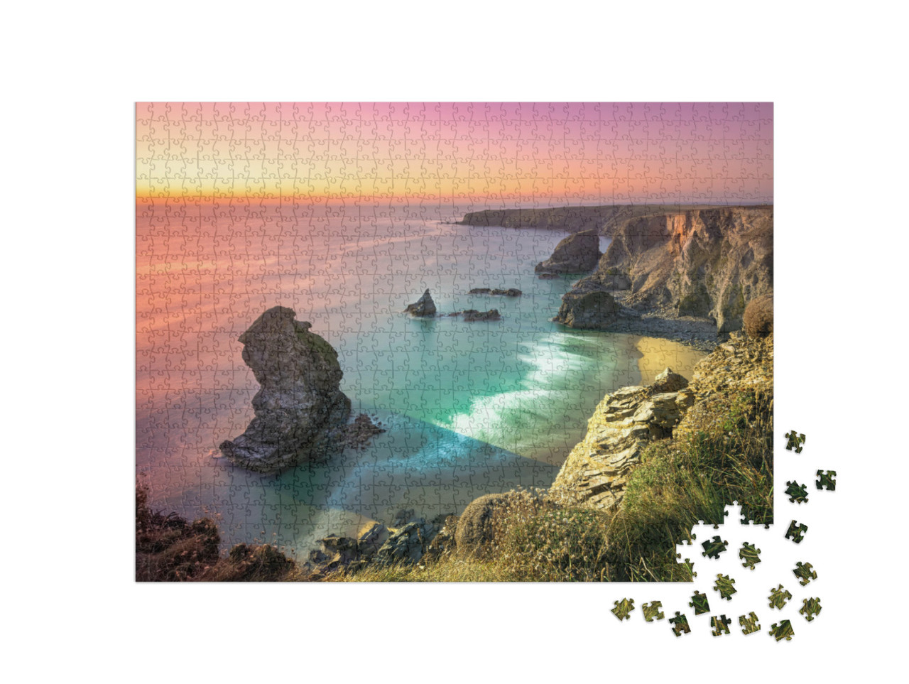 Puzzle de 1000 pièces « Coucher de soleil entre Padstow et Newquay en Cornouailles, Angleterre »