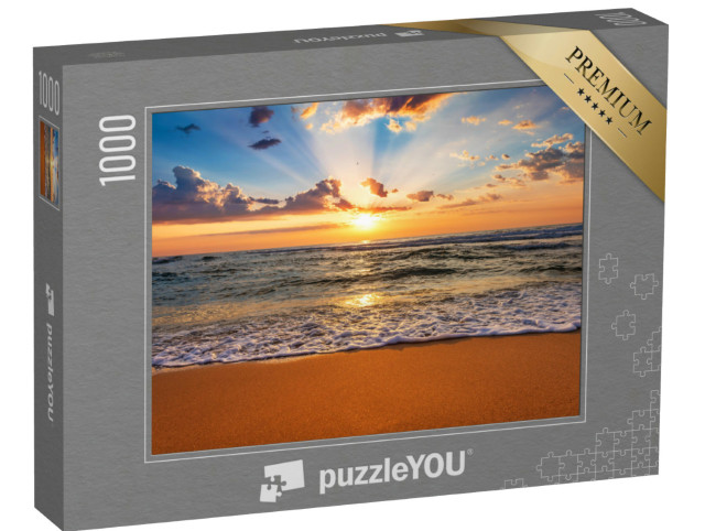 Puzzle de 1000 pièces « Coucher de soleil sur le rivage de la mer »