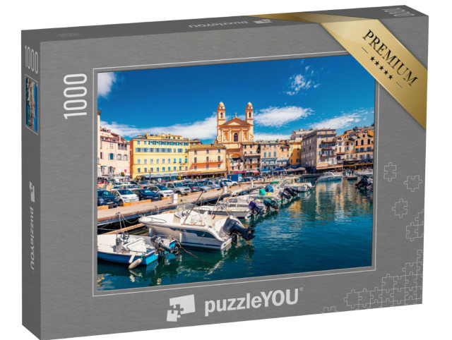 Puzzle de 1000 pièces « Vue panoramique sur le paysage urbain estival du port de Bastia, Corse »