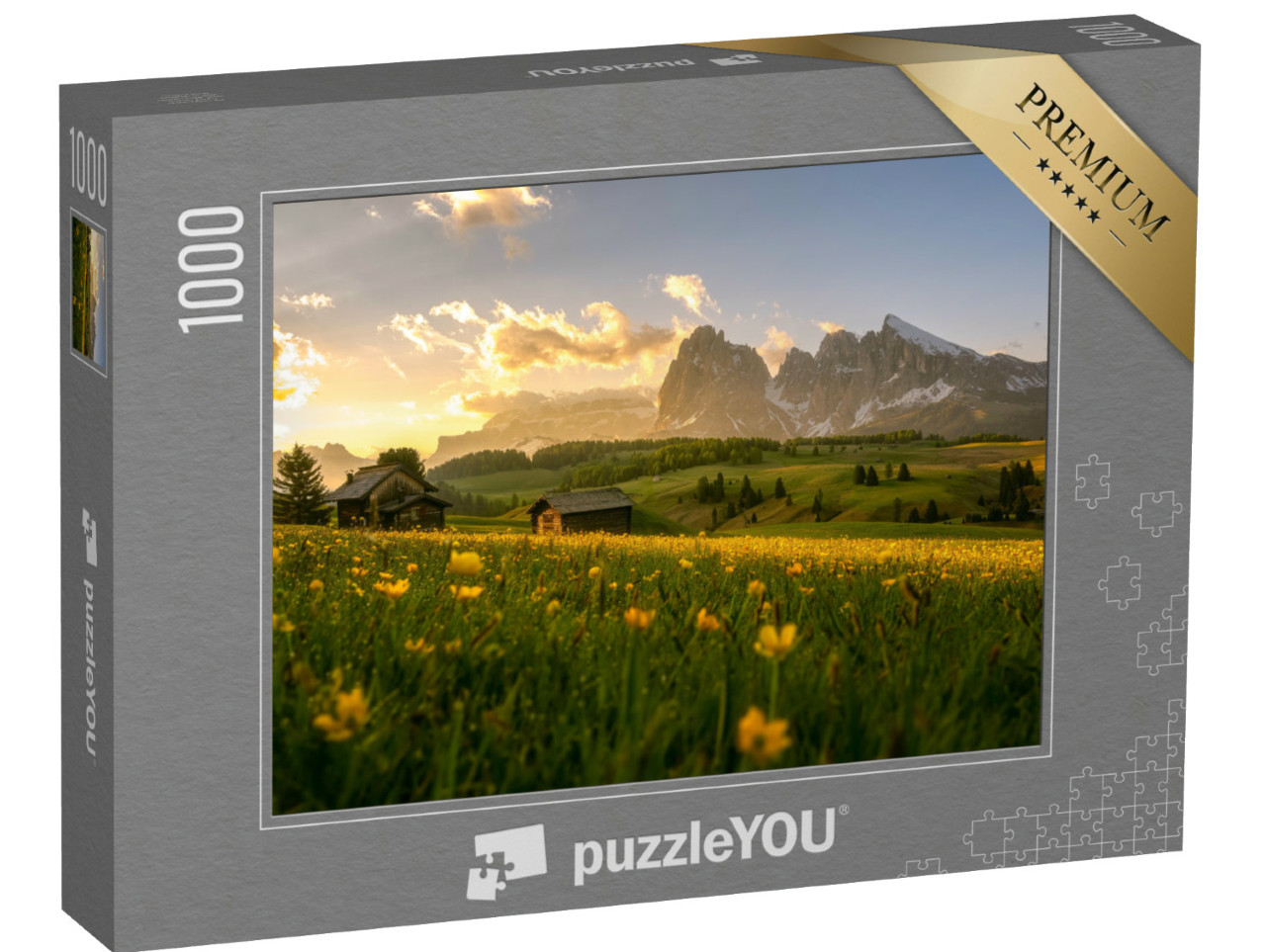 Puzzle de 1000 pièces « Magnifique lever de soleil sur l'Alpe de Siusi, Tyrol du Sud »