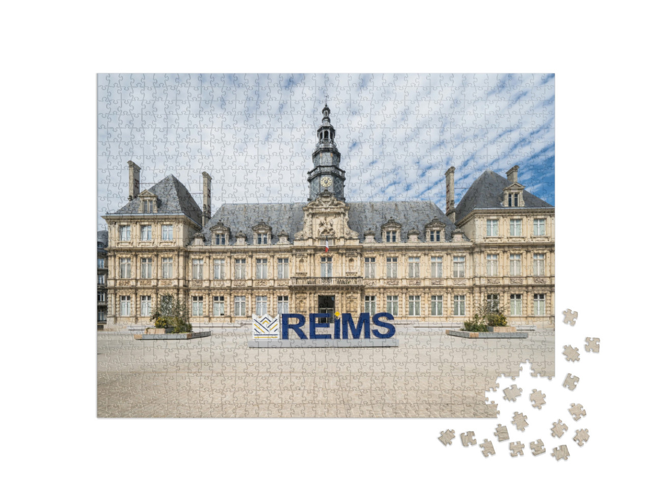 Puzzle de 1000 pièces « Célèbre et magnifique hôtel de ville de Reims, France »