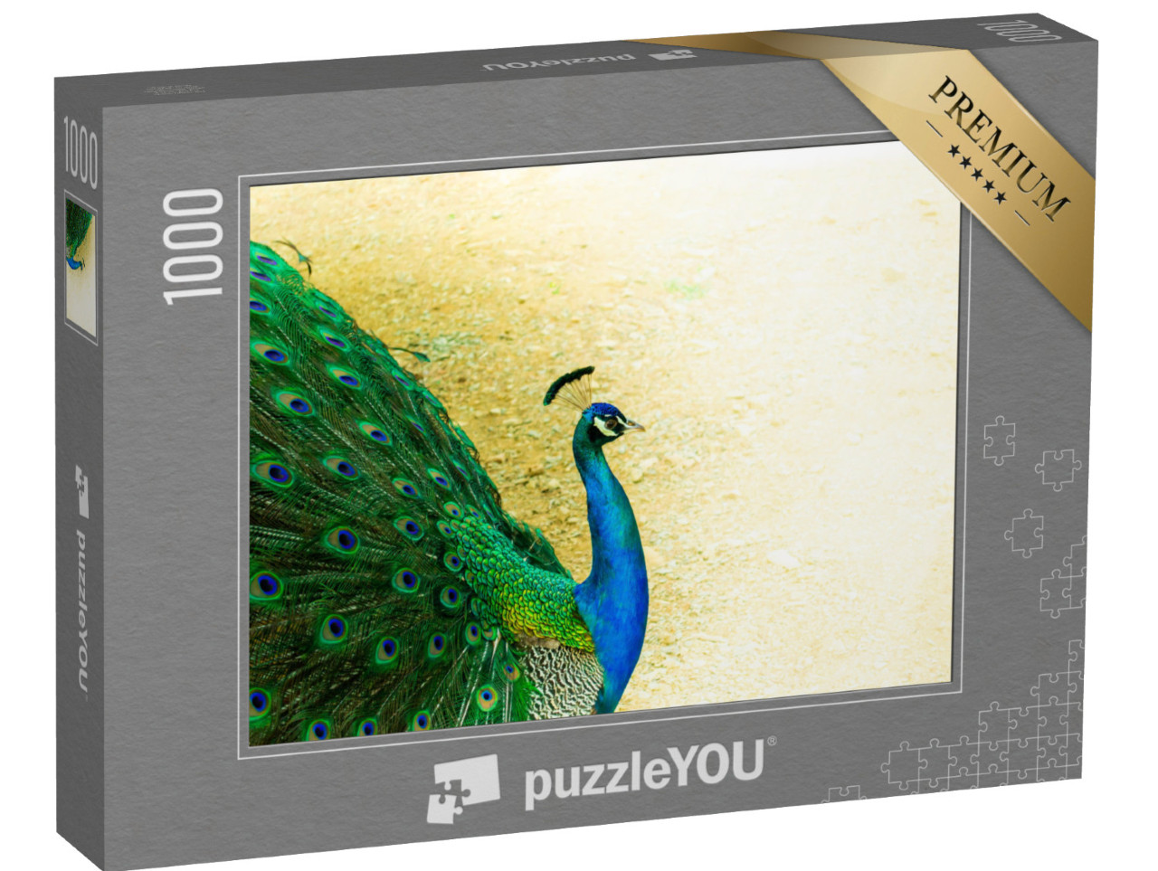 Puzzle de 1000 pièces « Gros plan sur un beau paon mâle indien »