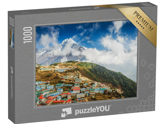 Puzzle de 1000 pièces « Namche Bazar et Mont Thamserku, Trek du camp de base de l'Everest, Népal »