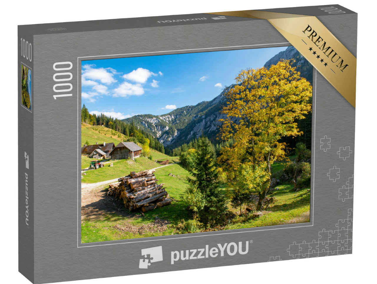 Puzzle de 1000 pièces « Vue panoramique sur le village de montagne Hochschwab »
