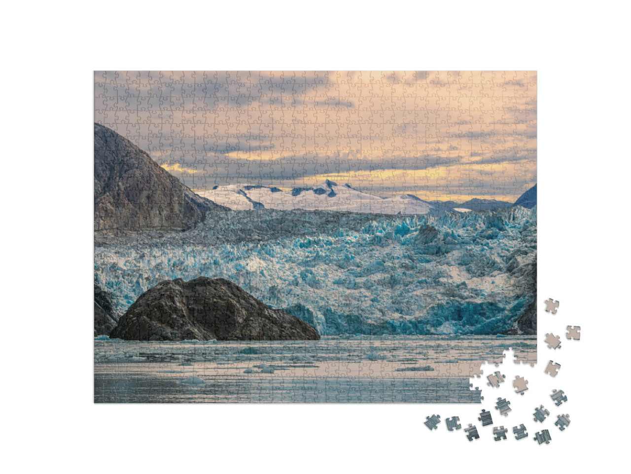 Puzzle de 1000 pièces « Coucher de soleil sur le glacier Sawyer, Alaska »