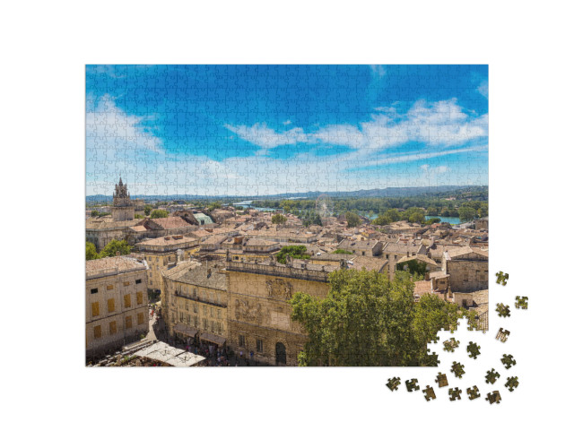 Puzzle de 1000 pièces « Vue aérienne panoramique d'Avignon par une belle journée d'été, France »