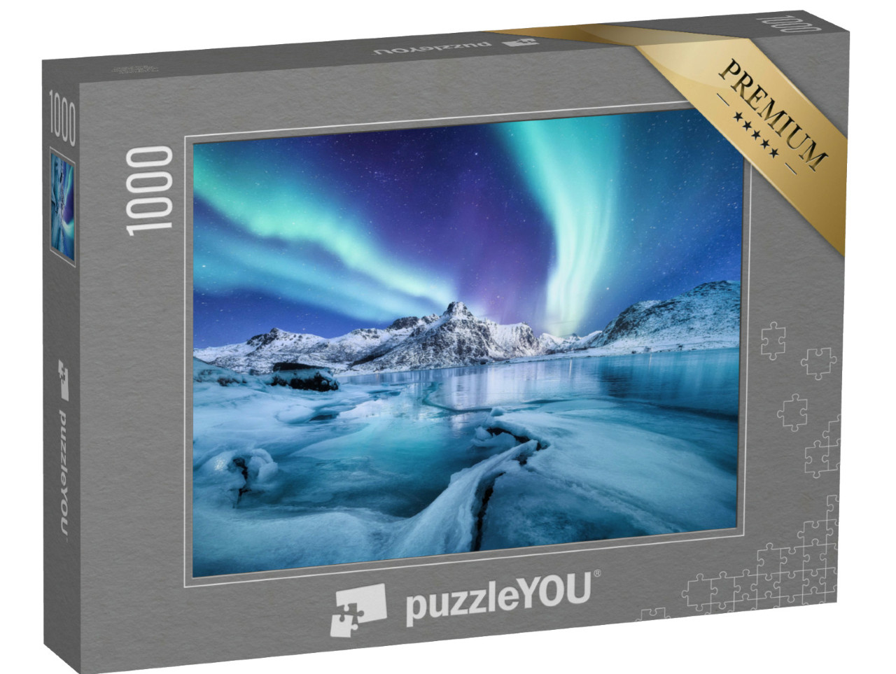 Puzzle de 1000 pièces « Aurores boréales au-dessus des Lofoten, Norvège »