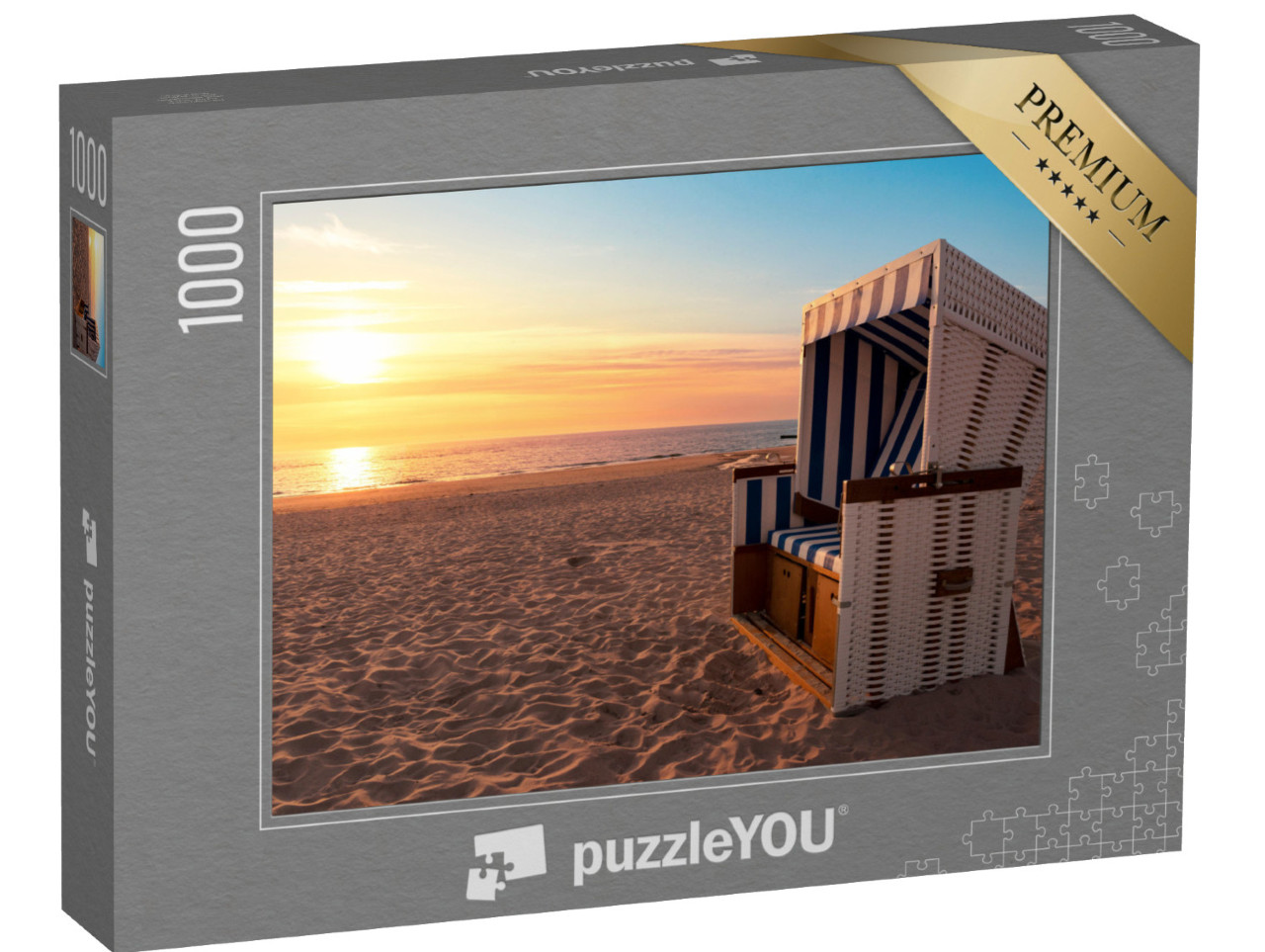 Puzzle de 1000 pièces « Sylt : rivage de la mer du Nord et plage au coucher du soleil »