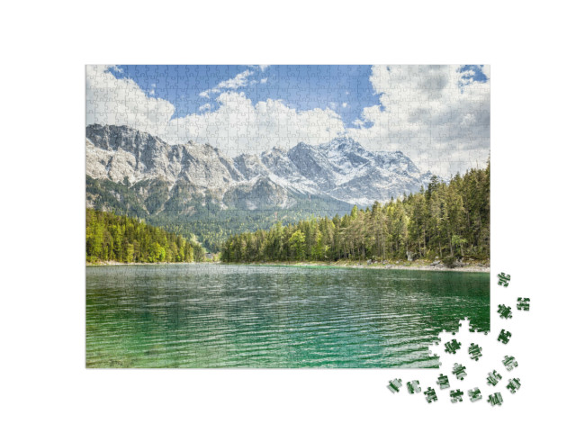 Puzzle de 1000 pièces « Une image du lac Eibsee et de la Zugspitze en Bavière Allemagne »