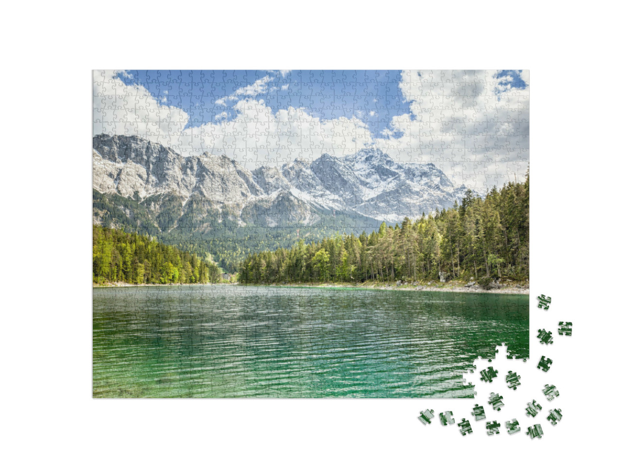 Puzzle de 1000 pièces « Une image du lac Eibsee et de la Zugspitze en Bavière Allemagne »