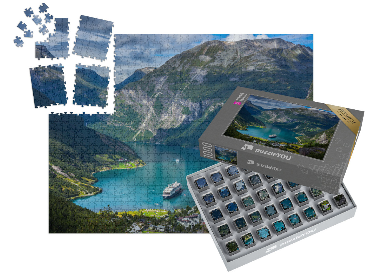 SMART SORTED® | Puzzle photo 1000 pièces « Impressionnant Geirangerfjord, Norvège »