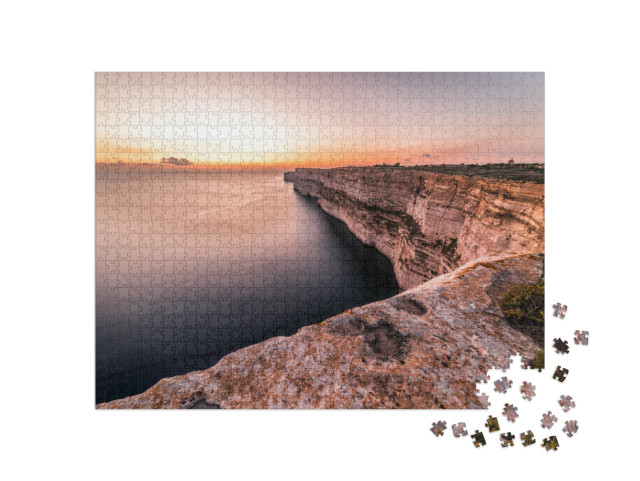 Puzzle de 1000 pièces « Falaises de Ta Cenc au coucher du soleil, Malte »
