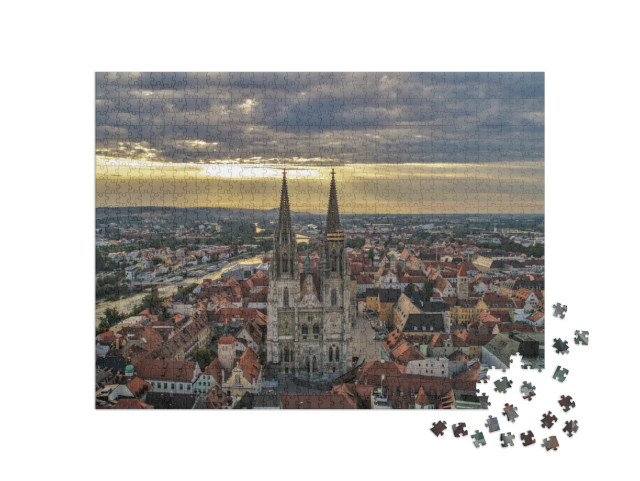 Puzzle de 1000 pièces « Vue aérienne sur les toits de Ratisbonne »