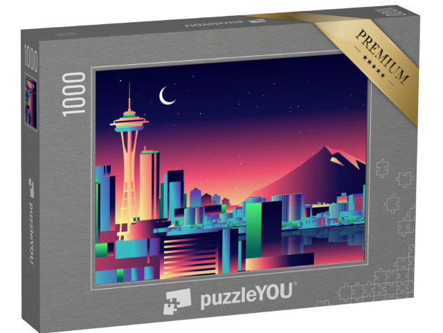 Puzzle de 1000 pièces « Skyline coloré de Seattle »