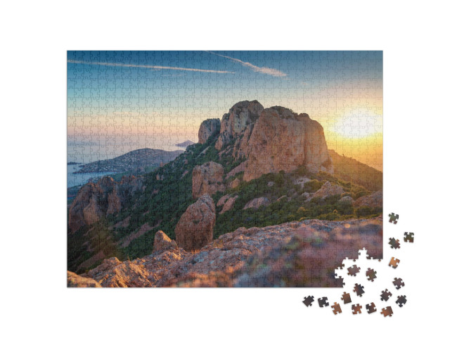 Puzzle de 1000 pièces « Coucher de soleil sur l'Esterel (Var, France) »