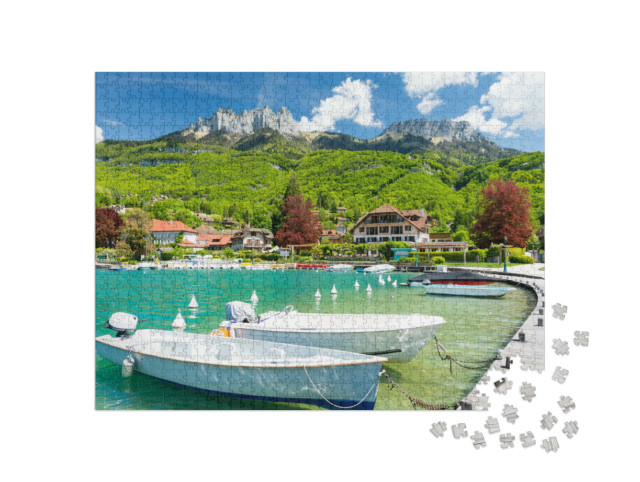Puzzle de 1000 pièces « Port de plaisance à Talloires sur le lac d'Annecy en France »
