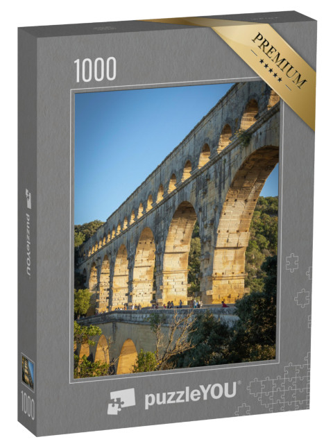 Puzzle de 1000 pièces « Coucher de soleil sur le Pont du Gard »