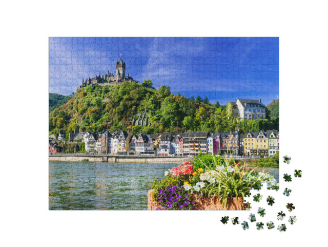 Puzzle de 1000 pièces « Cochem, ville médiévale au bord de la rivière, Allemagne »