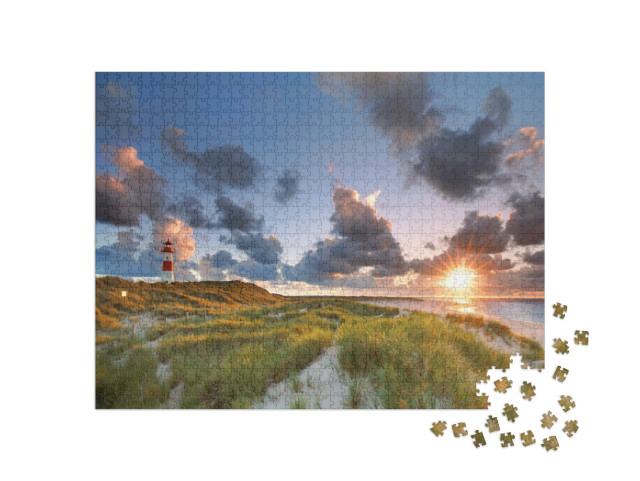 Puzzle de 1000 pièces « Phare de List sur l'île de Sylt dans la mer du Nord, Allemagne »