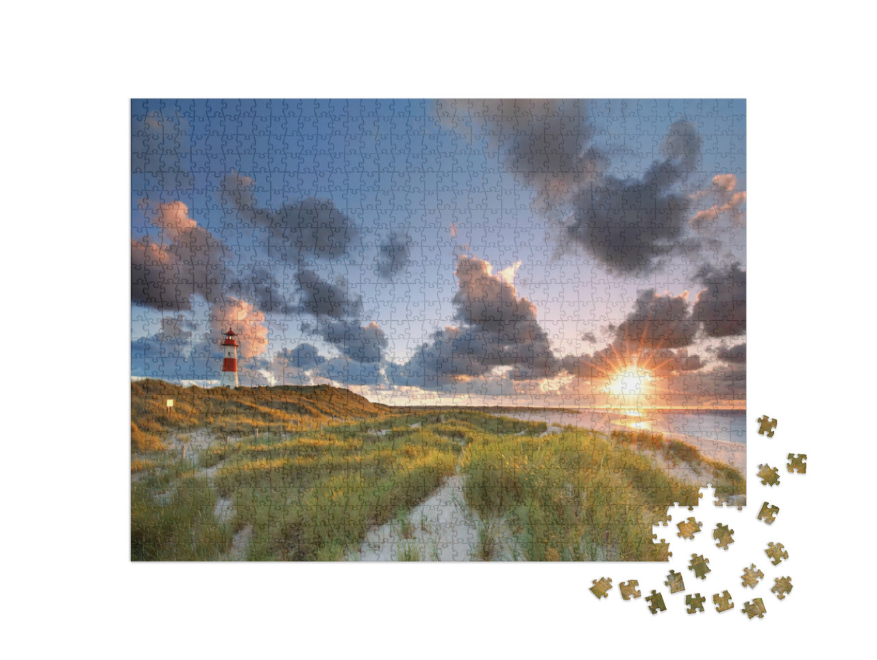 Puzzle de 1000 pièces « Phare de List sur l'île de Sylt dans la mer du Nord, Allemagne »