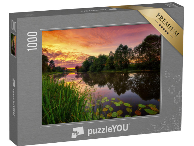 Puzzle de 1000 pièces « Coucher de soleil dans la nature en Estonie »