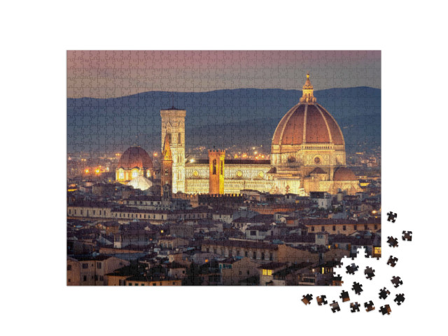 Puzzle de 1000 pièces « Vue de la ville de Florence, au centre la cathédrale sur la Piazza del Duomo »