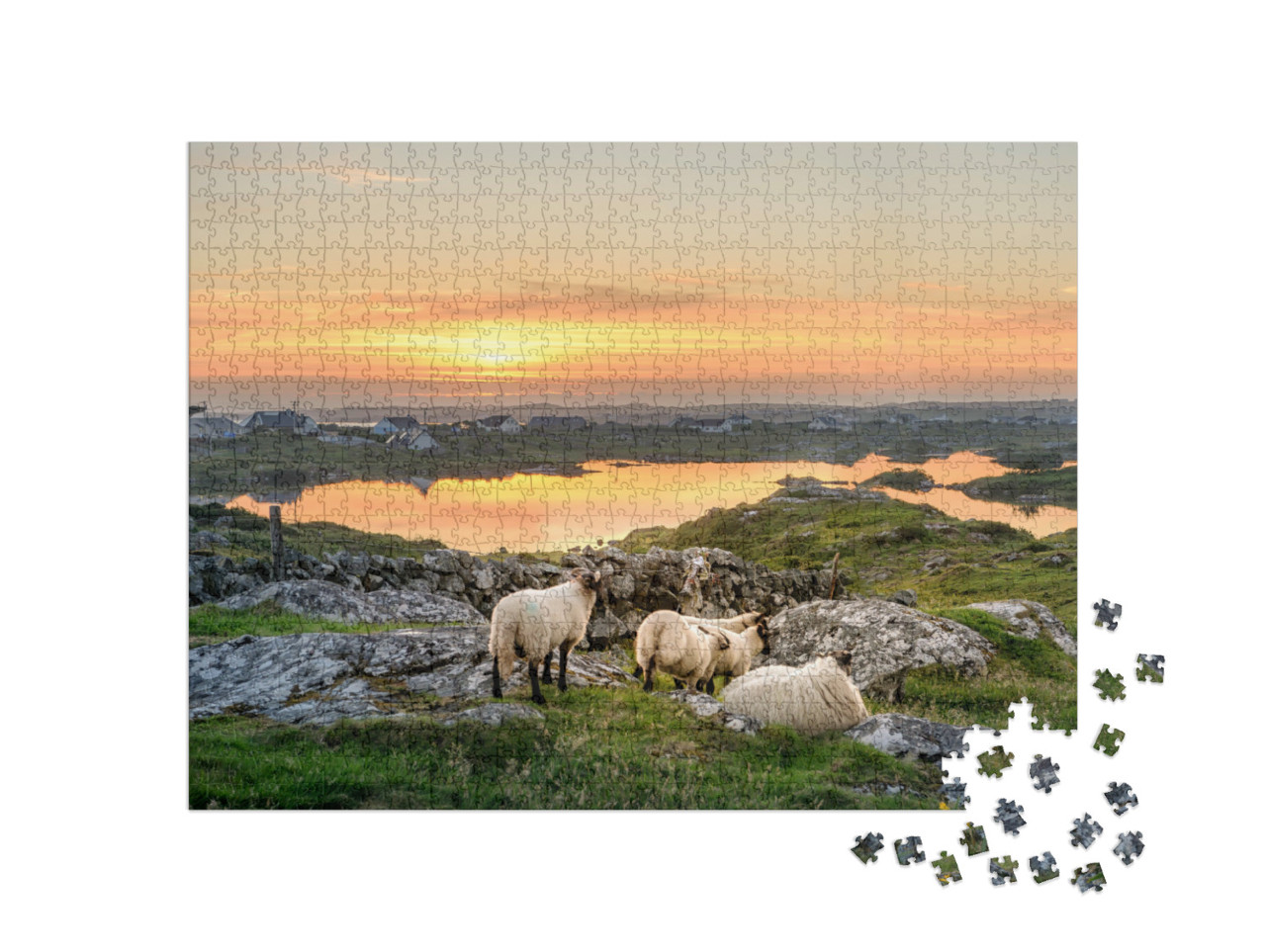 Puzzle de 1000 pièces « Coucher de soleil dans le Connemara, Irlande »