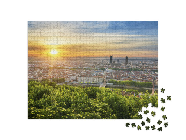Puzzle de 1000 pièces « Vue de Lyon au lever du soleil, France. »