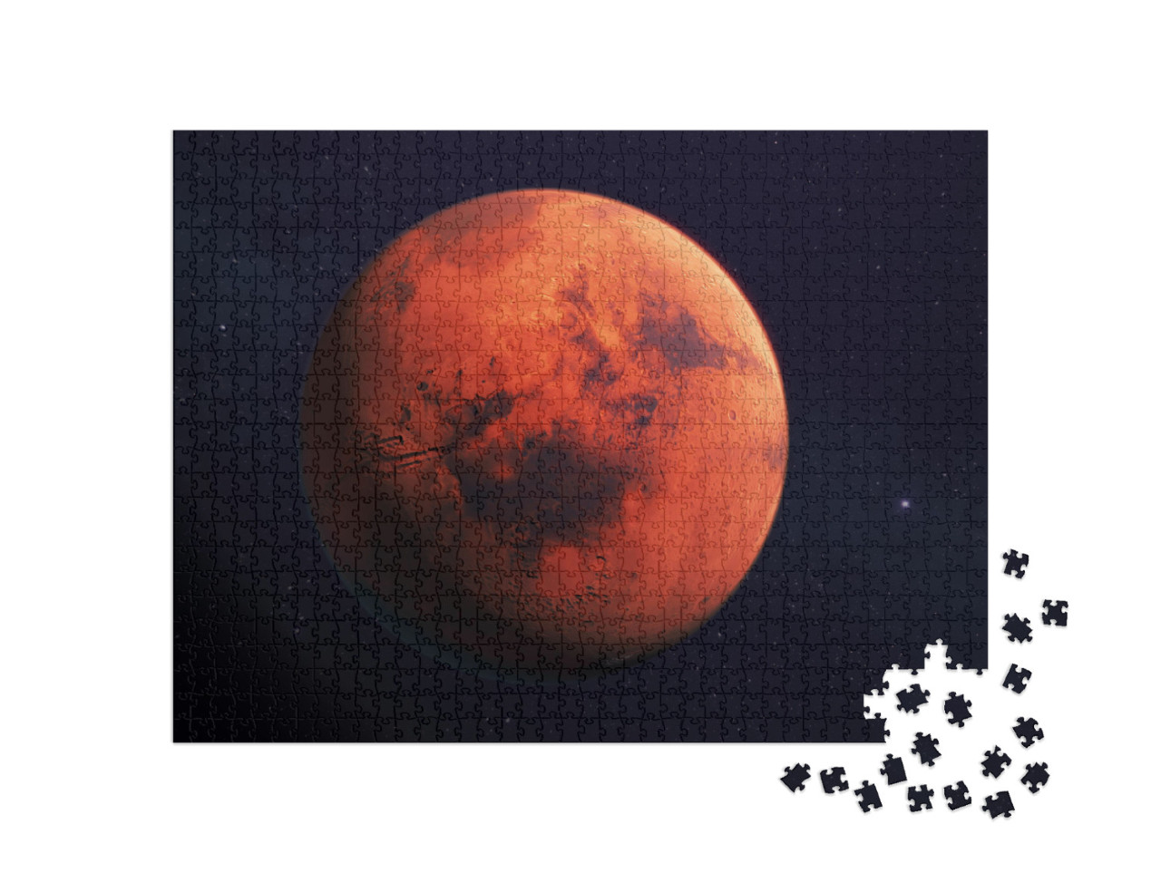 Puzzle de 1000 pièces « Mars, la planète rouge, rendu 3D avec caractéristiques de surface »