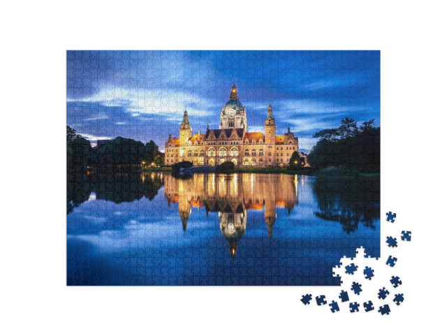 Puzzle de 1000 pièces « Nuit sur la mairie de Hanovre »