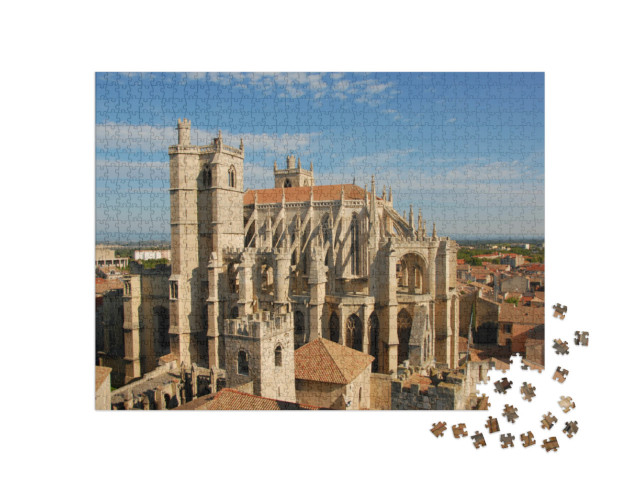 Puzzle de 1000 pièces « Cathédrale St Just et Pasteur de Narbonne, Languedoc Roussillon, France »