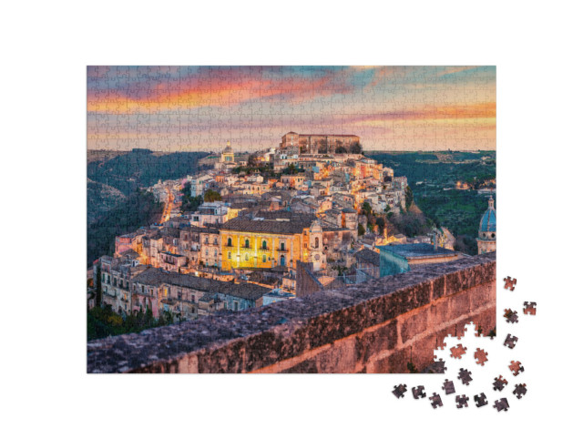 Puzzle de 1000 pièces « Coucher de soleil sur Ragusa en Sicile, Italie »