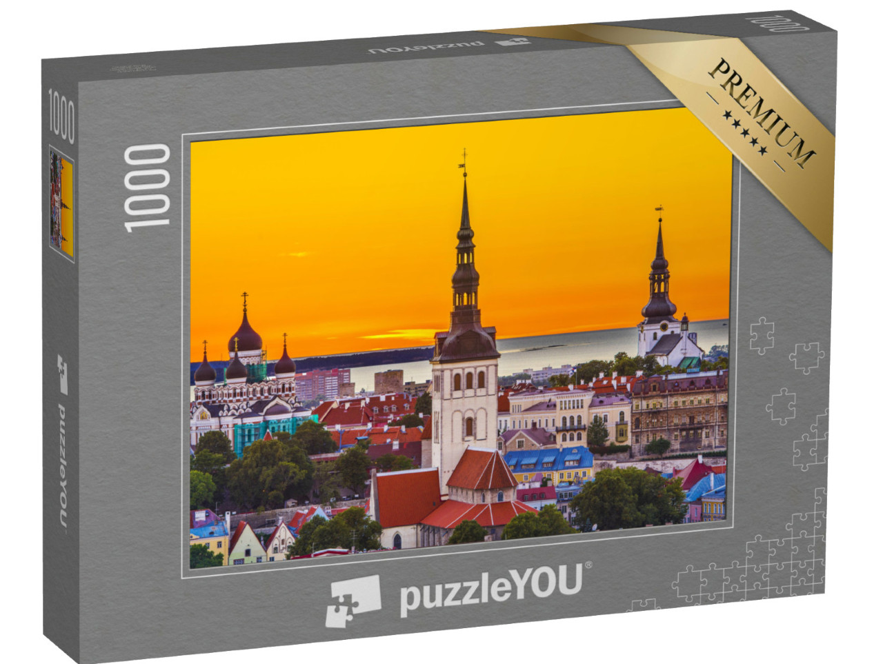 Puzzle de 1000 pièces « Skyline de Tallinn au coucher du soleil, Estonie »
