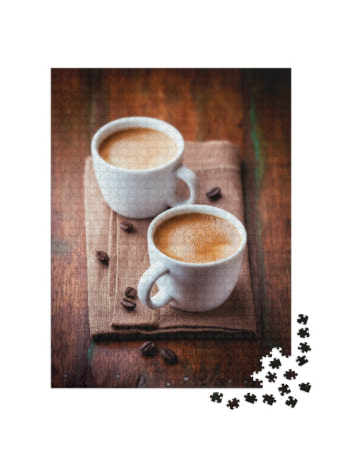 Puzzle de 1000 pièces « Deux tasses d'espresso fraîchement préparé »