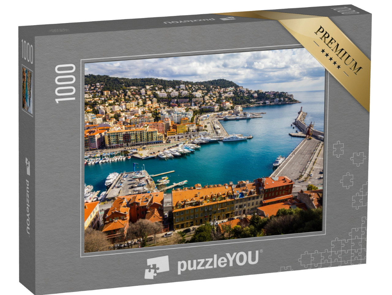 Puzzle de 1000 pièces « Vue sur le port depuis la colline du château, Nice, France »