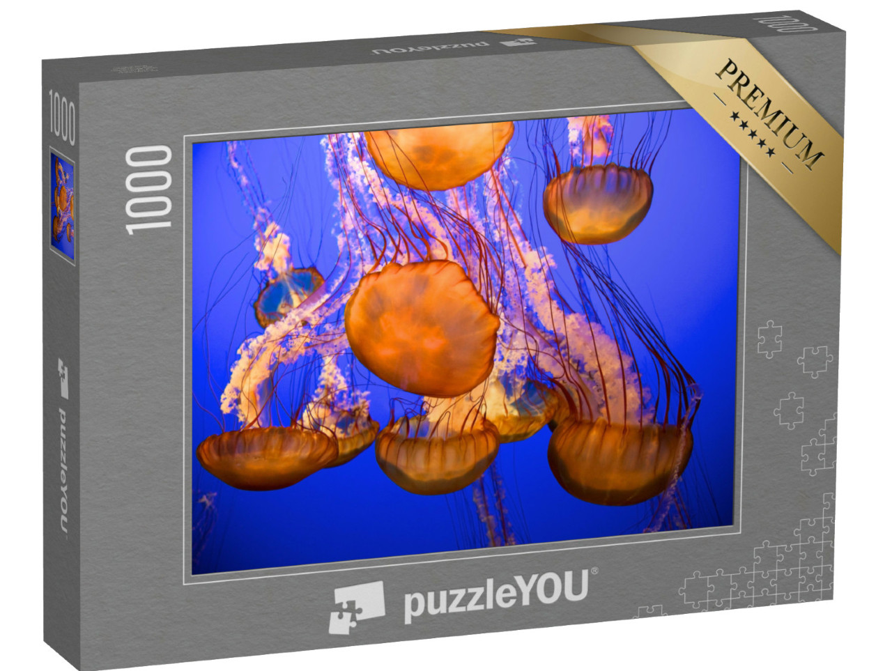 Puzzle de 1000 pièces « Des méduses sur fond de mer bleue »