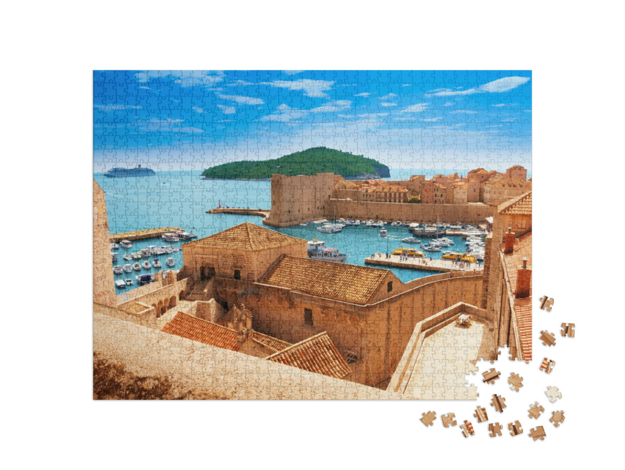 Puzzle de 1000 pièces « Port de Dubrovnik depuis les anciens murs de la ville »