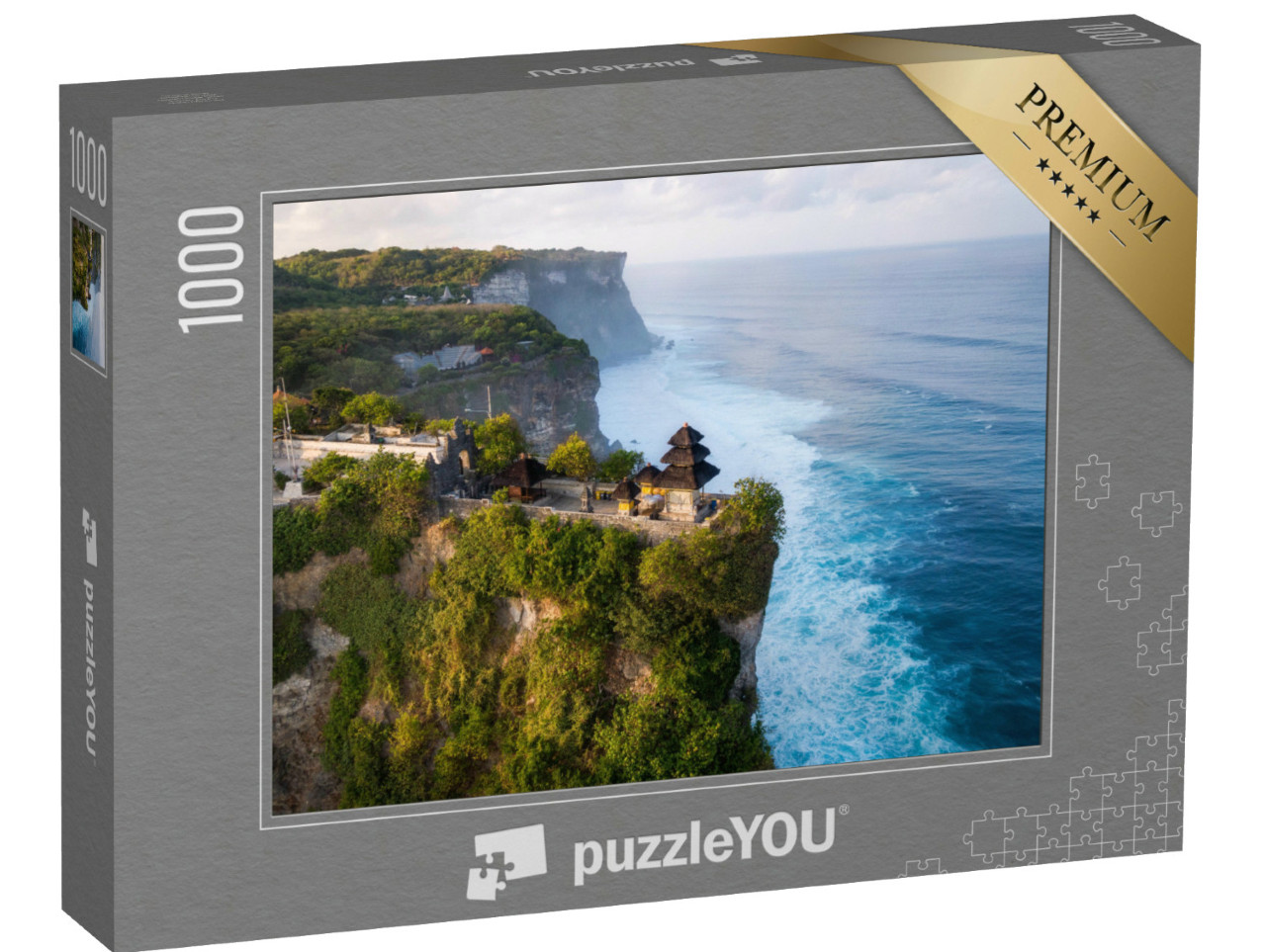 Puzzle de 1000 pièces « Vue aérienne : Lever de soleil sur Luhur Uluwatu à Bali, Indonésie »