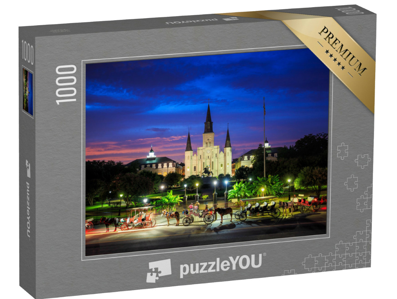 Puzzle de 1000 pièces « Cathédrale Saint Louis et Jackson Square à la Nouvelle-Orléans, Louisiane »