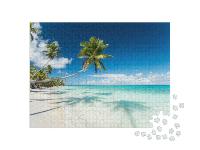 Puzzle de 1000 pièces « Sable blanc sur la plage de Fakarava en Polynésie française »
