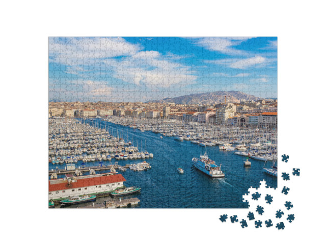 Puzzle de 1000 pièces « Vue panoramique aérienne du vieux port de Marseille, France »