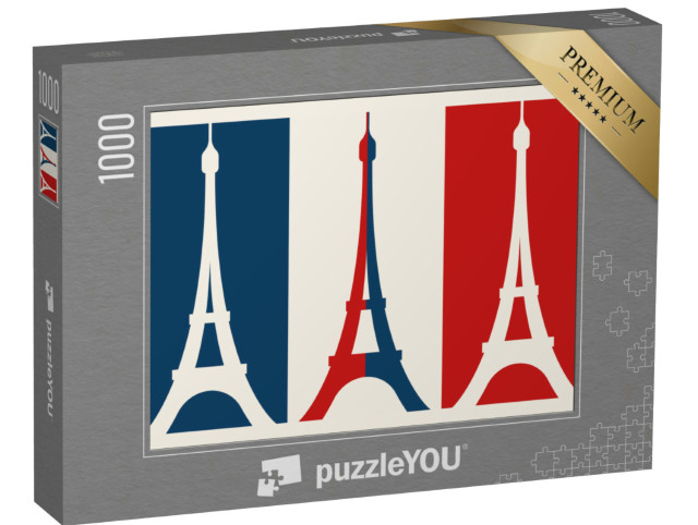 Puzzle de 1000 pièces « graphique : Drapeau français avec la Tour Eiffel »