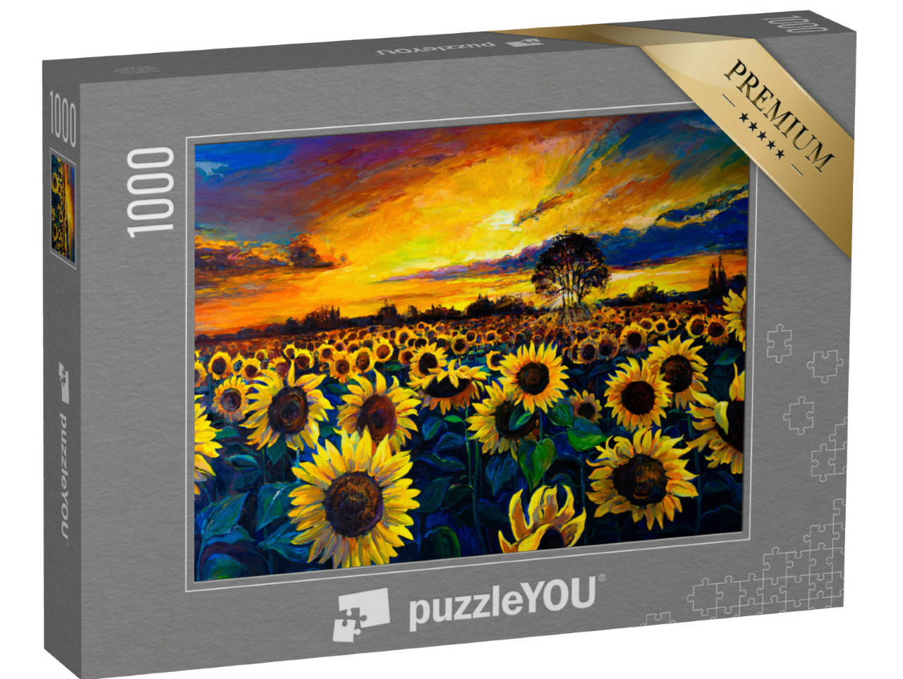 Puzzle de 1000 pièces « Peinture à l'huile : Champ de tournesols »