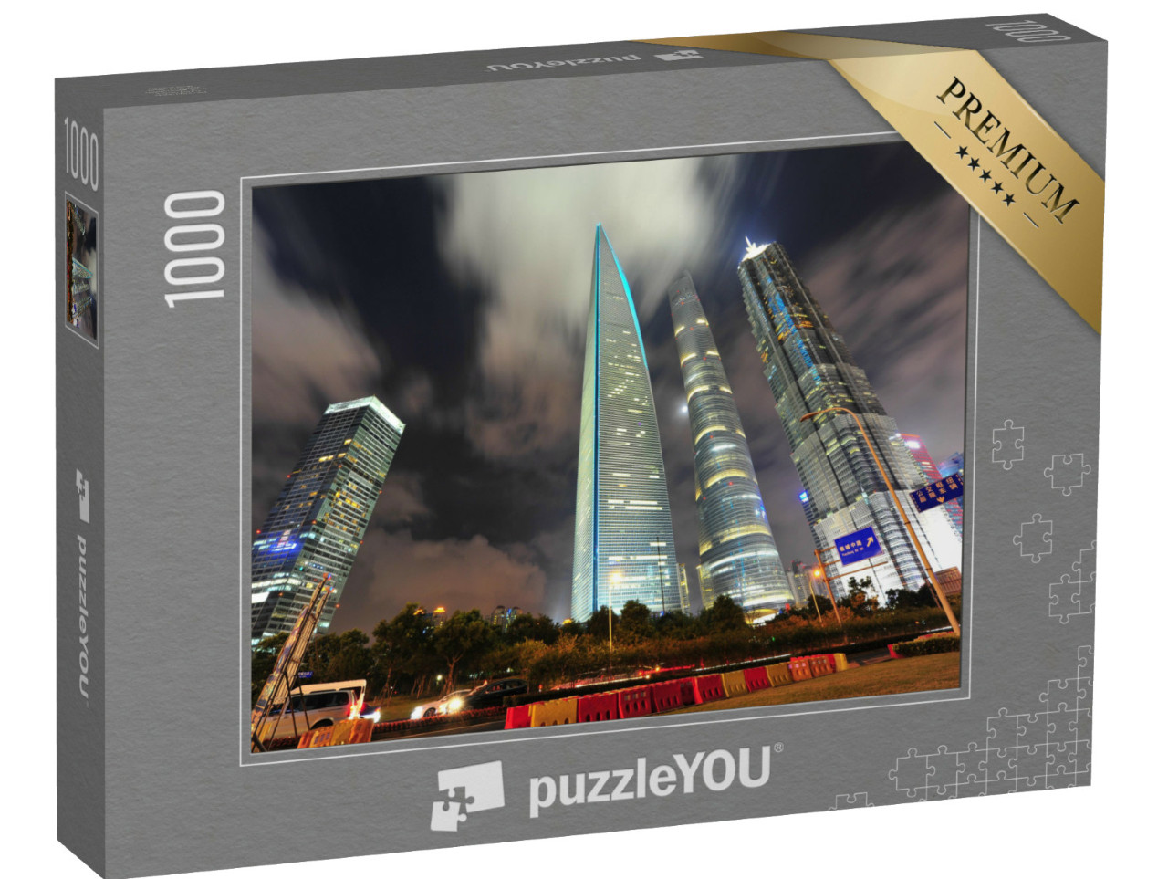 Puzzle de 1000 pièces « Vue nocturne du centre financier de Lujiazui à Shanghai, Chine »